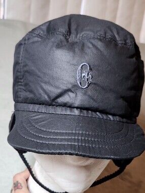 Vintage Italy Conte Of Florence Black Down Ear Flap Ttrapper Ski Hat Unisex